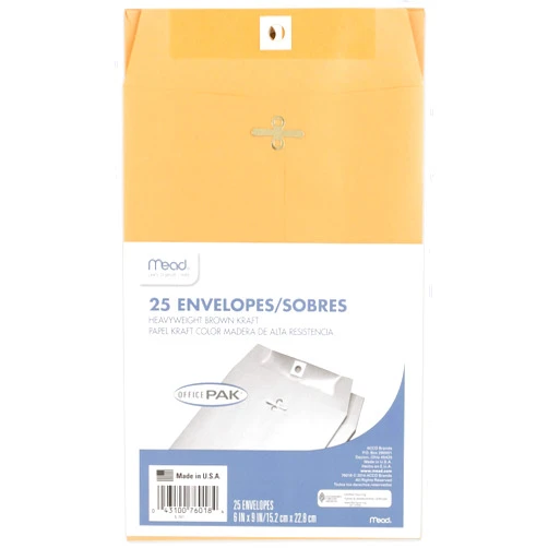Mead Mailing Envelopes, Clasp Closure, 6