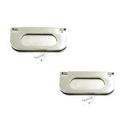 LC LICTOP 3 inch Flush Pull Ring Handles Hidden Recessed Furniture Grip, Drawers Cabinet Flush Ring Sliding Door Pull Handle Alloy Silver Brushed Nickel with Screws (2 Pcs)