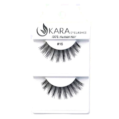 Kara Beauty Human Hair Eyelashes - 16 (Pack of 12)