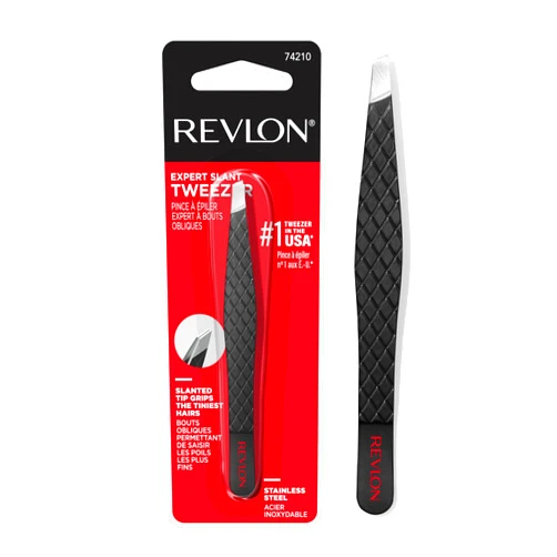 Revlon Expert Slant Tip Hair Removal Tweezers, High Precision, Holiday Gifts, Stocking Stuffer Gifts, Stainless Steel, 1 Count