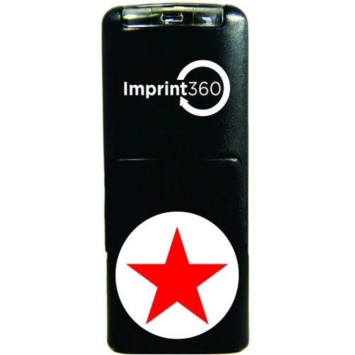 Supply360 AS-IMP2019 Round Teacher Stamp - Solid Star, Red Ink, Durable, Light Weight Self-Inking Stamp, 5/8