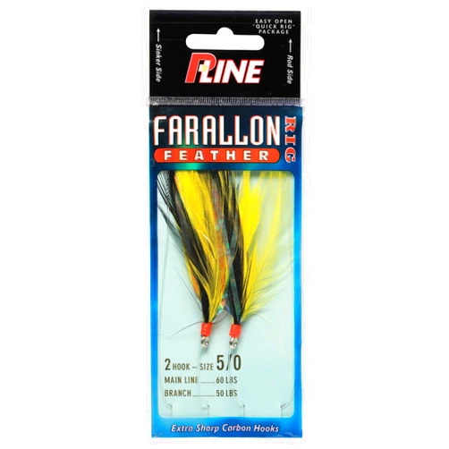 P-Line FF3/0YL/BLK Farallon Feather 2 HK 3/0 Yellow/Black