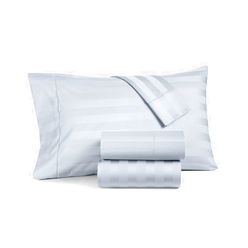 Charter Club Damask Stripe Queen 4 Pieces Sheet Set, 550 Thread Count 100% Supima Cotton Vapor (Light Blue)