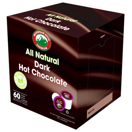 Mountain High Premium Coffee Mountain High All Natural Hot Chocolate - 2.0 Compatible Single Serve Cups (Dark Chocolate, 60)