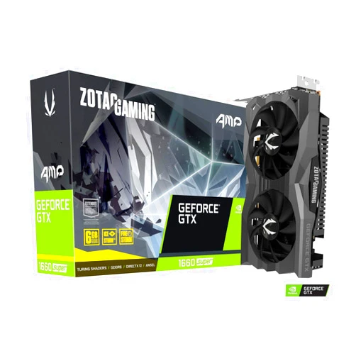 ZOTAC Gaming GeForce GTX 1660 Super amp 6GB GDDR6 192-bit Gaming Graphics Card, Super Compact, Ice Storm 2.0 Cooling, Wraparound Metal Back plate - Zt-T16620D-10M