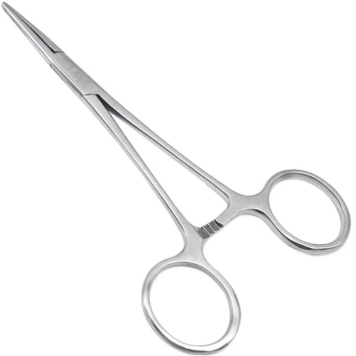 DEXSUR Precision Kelly Hemostat Forceps Locking Tweezers Clamp, Silver, 5.5 Inches, Straight Stainless Steel
