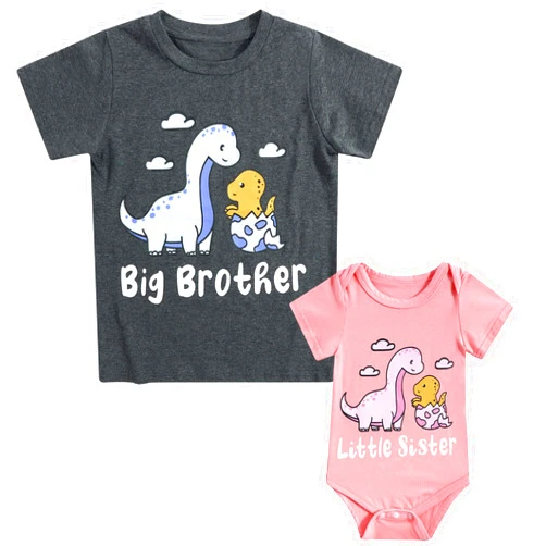 Funnycokid Big Brother Little Sister Matching Outfits Baby Girl Clothes Toddler Boys T-Shirt Announcement Gift