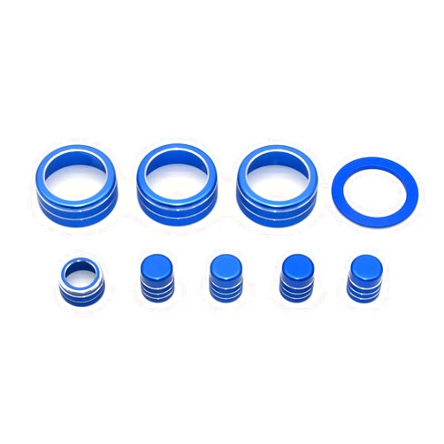 Guujeparts 9pcs Applicable to 2022 11th Generation Honda Civic Control Knob Covers，Engine Start Stop Sticker Volume AC Radio Switch Button Decal Trim Aluminum Alloy Rings (Blue)