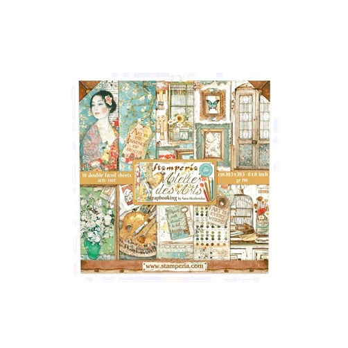 STAMPERIA INTERNATIONAL, KFT Stamperia-Mini Scrapbooking Pad-Atelier Des Arts, Multicoloured, 8 x 8 inches SBBS33