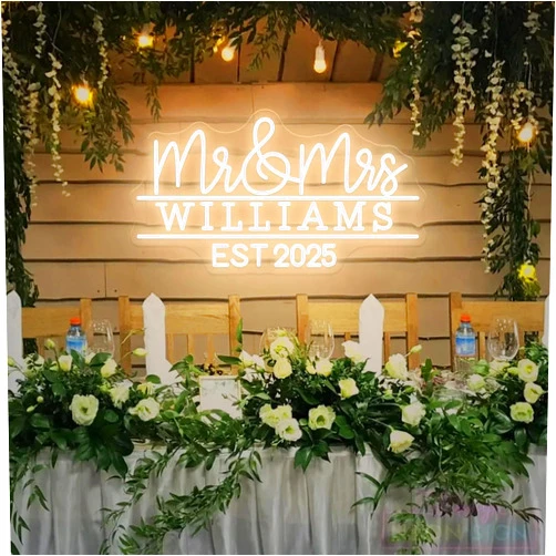 Kiparfod Mr and Mrs Name Neon Sign Custom Last Name LED Neon Light Home Wall Decor Wedding Engagement Party Backdrop Decoration Personalized Gifts ﻿