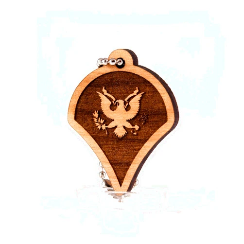 Sunset Design Lab E-4 Specialist Rank US Army SPC OR-4 Wood Laser Cut Keychain Charm Ornament