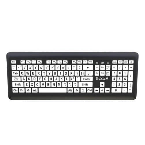 Nuklz N Magnus 325 | Wireless Large Print Full Size Computer Keyboard | High Contrast Black & White Keys | Soft Buttons | Ideal for Visually Impaired, Beginners and Seniors | Plug & Play