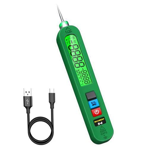 MAXRIENY AC Rechargeable Voltage Tester Pen 12-300V Large Screen Single Pole Electrical Leak Tester with Audible and Visual Alarm Live Wire Phase Detector with Flashlight