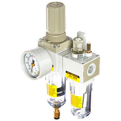 PneumaticPlus SAU2010M-N02DG Mini Two-Unit Compressed Air Filter Regulator Lubricator Piggyback Combo 1/4
