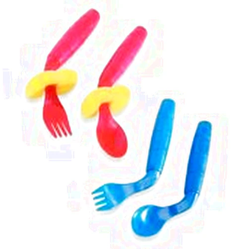 Natcha fon EasieEaters Curved Utensils - Right-handed w/shield