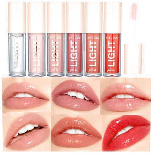 BANGFENG 6PCS Lip Oil Light Lipgloss Set, Moisturizing Hydrating Lip Glow Oil Lip Gloss Kit High Shine Lip Plumping Glass Finish Lip Gloss Liquid Lipstick for Women (Set C)