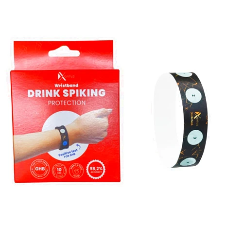 Xantus Drink Check Wristband Test by Xantus | Wristband Tester Detects Within 10 Seconds Test Your Drink | Spiking Detector Made in USA | (24 Black Wristbands | 96 Tests)