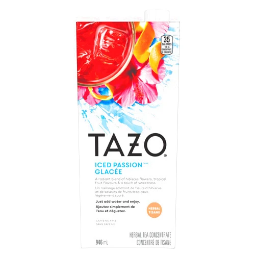 TAZO Iced Passion Herbal Tea Concentrate, Caffeine-Free, Served Iced, 32oz