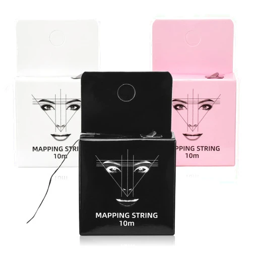 ATOMUS Eyebrow Mapping String 3 Pack Pre-inked 10m(32ft) Microblading String for Brow Marking 3 Colors Black White Pink Measuring String for Eyebrow Makeup