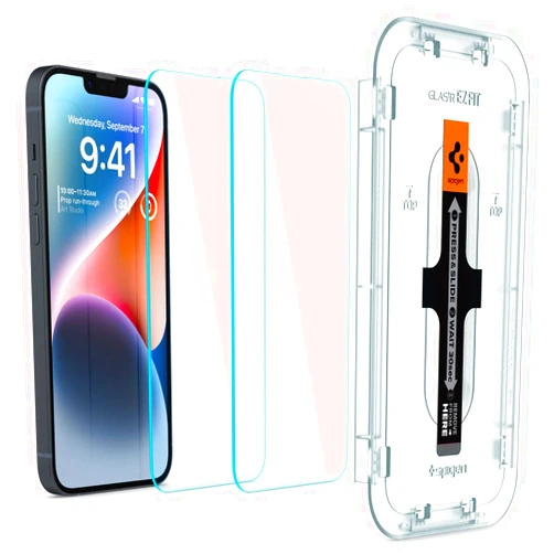 Spigen Tempered Glass Screen Protector [GlasTR EZ FIT] designed for iPhone 14 / iPhone 13 Pro/iPhone 13 [Sensor Protection / 2 Pack]