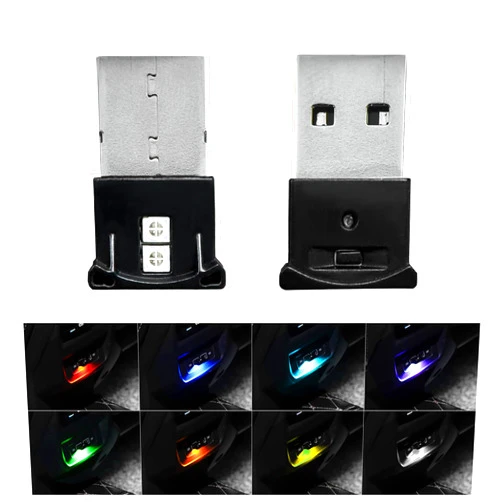 Suvnie 2 PCS Mini USB LED Light, 8 Colors RGB Car USB LED Interior Atmosphere Light, Adjustable Brightness Smart Laptop Keyboard Home Office Decoration Night Lamp, Car Accessories