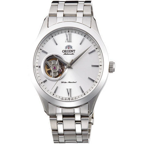 Orient Open Heart Men's Automatic Manual Winding Mechanical Classic Steel Band Skeleton Dial Wrist Watch, Silver, Default Title, Bracelet