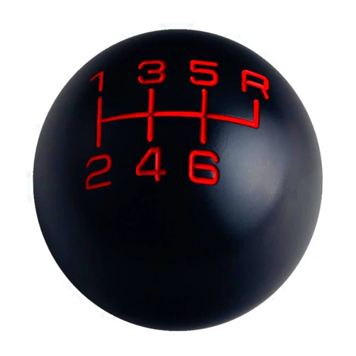 DEWHEL Black/Red Aluminum Shift Knob 6 Speed Short Throw Shifter M10X1.5 M12X1.25 M10X1.25 M8X1.25 Adapter Thread Reverse on Top Right