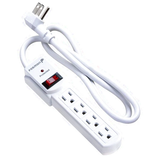 Fosmon 4 Outlet Small Surge Protector Power Strip - 3Ft Short Power Strip with Short Extension Cord & Flat Plug, 1875W, 490 Joules 4 Multi Plug Wall Mountable 3 Foot For Home Office Dorm, ETL Listed