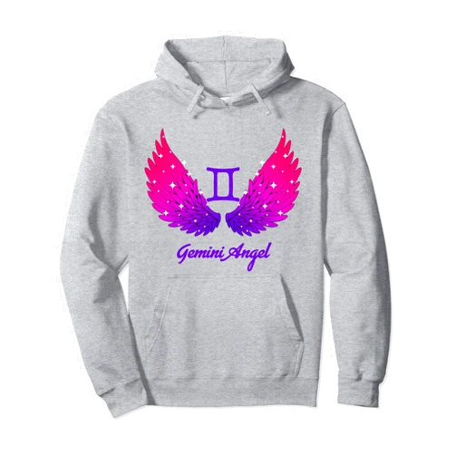 Angel Wings for Angel Gemini Zodiac Sign Gemini Angel Zodiac Sign with Angel Wings Gemini for Women Pullover Hoodie