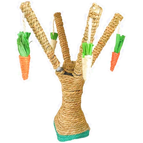 Hamiledyi Pet Bunny Fun Tree Rabbit Chew Toy Rattan Grass Scratcher Climbing Tree Play Carrot Toy for Rabbit Bunny Guinea Pig Squirrels Parrots Cat and Other Small Animals