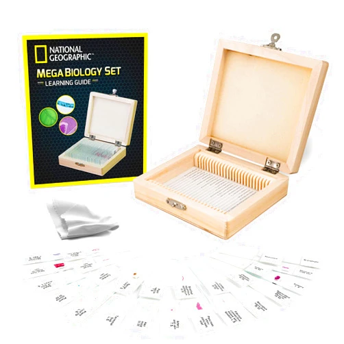 Blue Marble National Geographic Mega Biology Set - Professional Grade Specimens, 25 Prepared Microscope Slides, Detailed Learning Guide and Storage Box