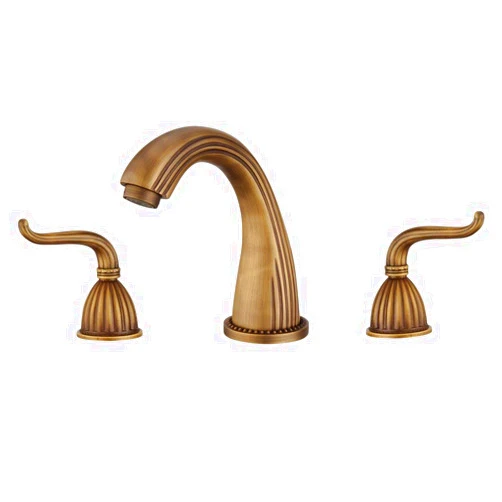 YUELIFE Tuqiu Bathroom Sink Faucet 3 Hole Classical Roman Widespread 8 Inch Deck Mounted Basin Faucet Mixer Tap,Antique Bronze