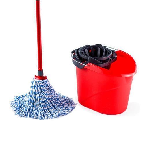 Vileda SuperMocio Microfibre and Cotton Mop and Bucket Set, Mop for Cleaning Floors, Set of 1x Mop and 1x Bucket, Red/Black, 28.3cm (W) x40cm (D) x28.5cm (H)