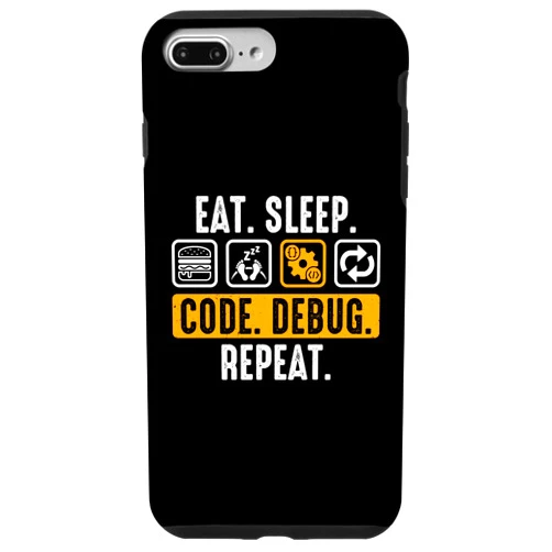 Funny Software Developer Retro Vintage Designs Co. iPhone 7 Plus/8 Plus Eat Sleep Code Debug Repeat - Funny Software Developer Case