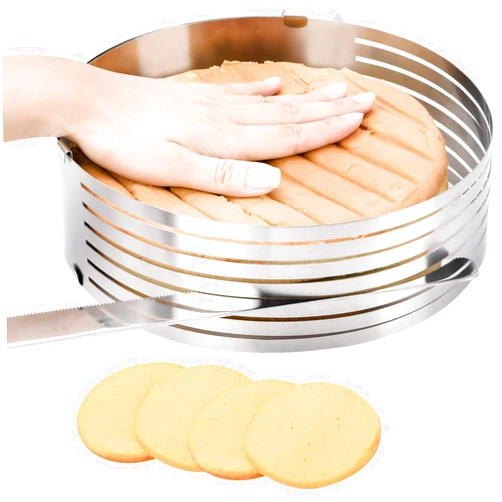 Oranlife Cake Leveler Slicer, Adjustable Round Cake Rings, Cake cutter, 7 Layer Stainless Steel Cake Slicing Accessories, 9.8-12.2 inch
