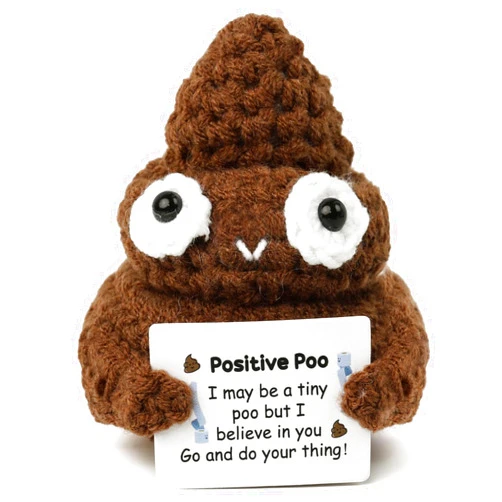 LovesTown Handmade Crochet Poo Toy, Emotional Support Gift Crochet Inspirational Gifts Funny Positive Doll for Friends Office Home
