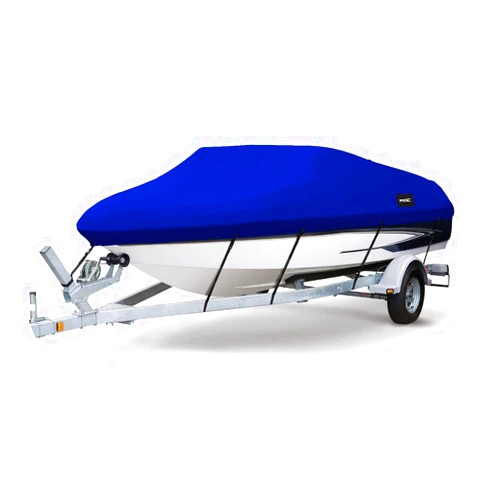 MSC Heavy Duty 600D Marine Grade Polyester Canvas Trailerable Waterproof Boat Cover,Fits V-Hull,Tri-Hull, Runabout Boat Cover (Model D - Length:17'-19' Beam Width: up to 96