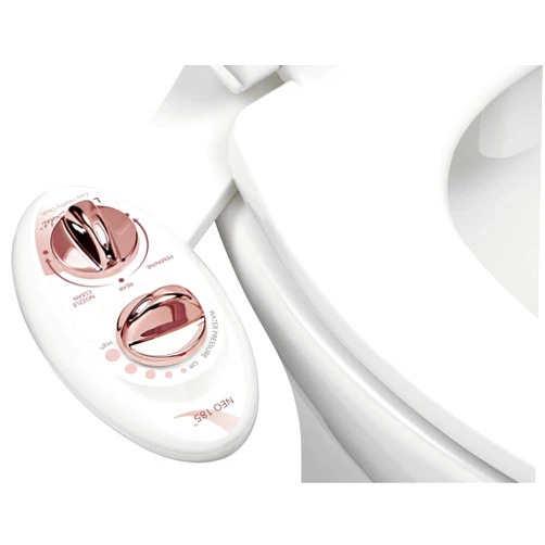 LUXE Bidet NEO 185 - Self-Cleaning, Dual Nozzle, Non-Electric Bidet Attachment for Toilet Seat, Adjustable Water Pressure, Rear and Feminine Wash (Rose Gold)