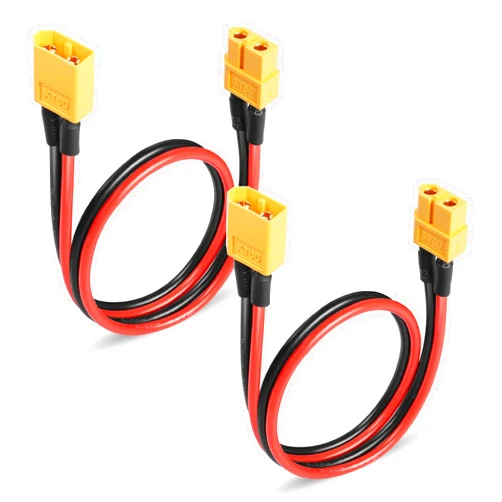 YAODHAOD XT60 Plug Extension Cable 12AWG 50CM Silicone Wire，XT60 Connector for RC Lipo Battery、DIY Spare Part Remote Control Toy Parts（2 PCS） (XT60 Male Female Extension Cable)