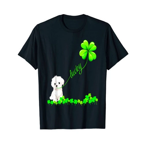 T-shirt For men women boys girls Irish Lucky with maltese T-shirt. maltese lover shirt, Dog T-Shirt