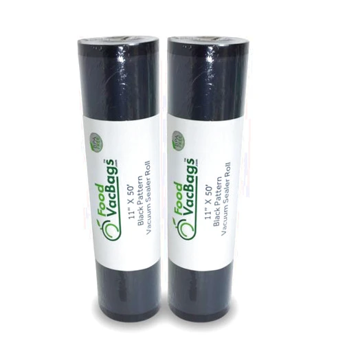 FoodVacBags 11X50 Black Back and Clear Front Vacuum Seal Rolls, Great for Display