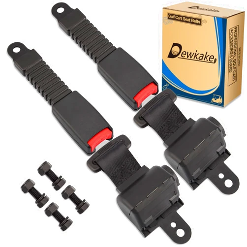 Dewkake Golf Cart Seat Belts Kit, 2pcs Universal Retractable Front and Rear Golf Cart Seat Belt Kit Fits Club Car, EZGO,