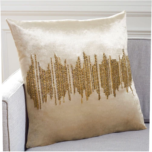 Safavieh Home Collection Deston Darling Beige/Gold/Copper Embellished 12 x 36-inch Rectangle Insert Pillow