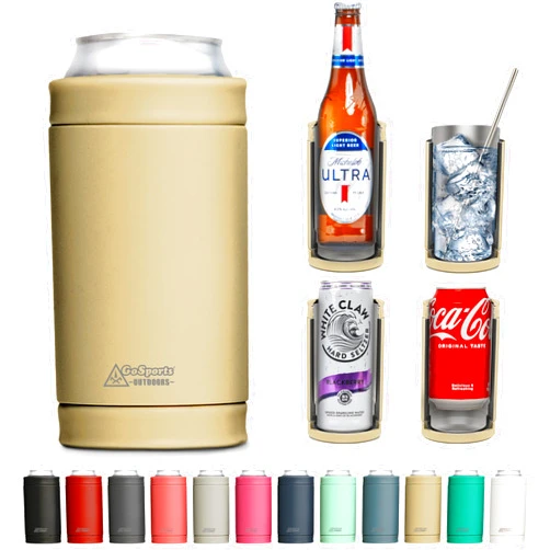 GoSports Outdoors DUALIE 3 in 1 Insulated Can Cooler - Universal Size for 12 oz Cans, Slim Cans, and Bottles - 10+ Colors Available