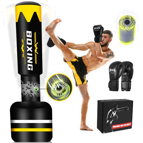 YORWHIN Upgrated Standing Punching Bag for Adults with Automatic Built in Air Pump, 71'' Heavy Bag Boxing Equipment with 12OZ Gloves Kicking Bag for Training MMA Muay Thai Fitness Kickboxing Home Gym
