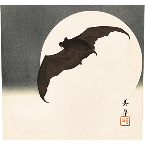 Shin Hanga and Art Reproductions Japanese Art Print - Bat and Full Moon by Ohara Koson (13