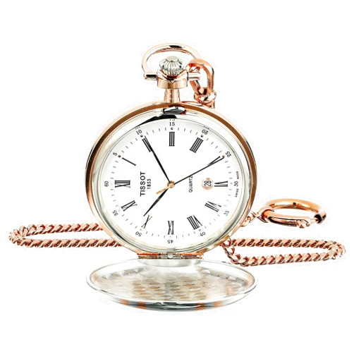 Tissot unisex-adult Savonnette Brass Pocket Watch Rose Gold & Silver T8624102901300