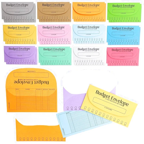 Juvale Bulk Budget Envelopes for Cash System, Budgeting Tracker Binder, Money Saving Challenge, 12 Colors (6.5 x 3 Inches) - 96 Pack