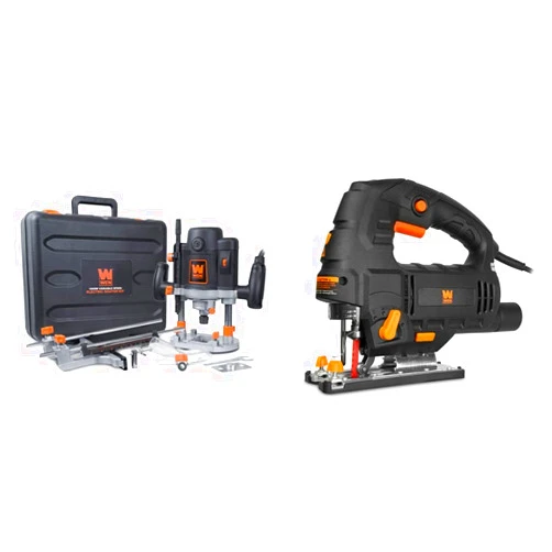 WEN 15-Amp Plunge Woodworking Router Kit + 6.6-Amp Variable Speed Orbital Jig Saw with Laser and LED Light
