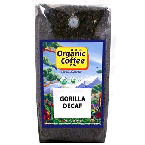 The Organic Coffee Co. Whole Bean Coffee - Gorilla Decaf (2lb Bag), Medium Roast, Swiss Water Processed, USDA Organic